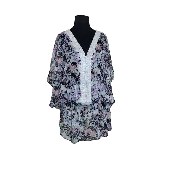 Badgley Mischka Fiona sheer floral Fiona Tunic size Large - Picture 3 of 11